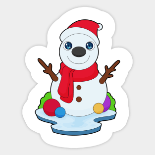 Snowman Christmas Santa hat Sticker